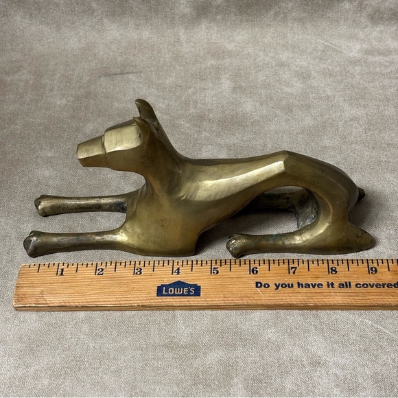 Brass Modernist Art Greyhound Dog Figurine Statue - Picture 6 of 7